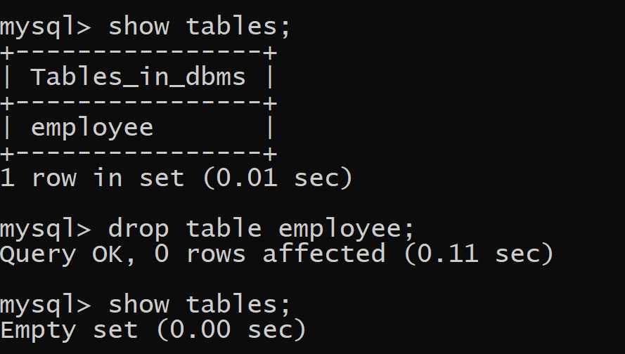 create table